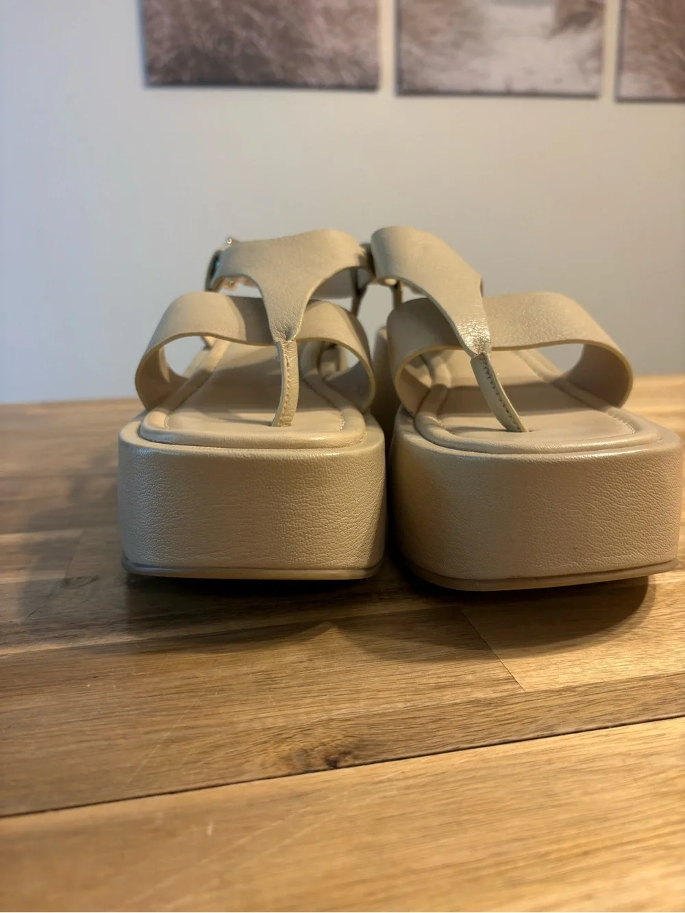 Free People Holt Ankle Strap Platform Sandal Size 7.5 Taupe Beige